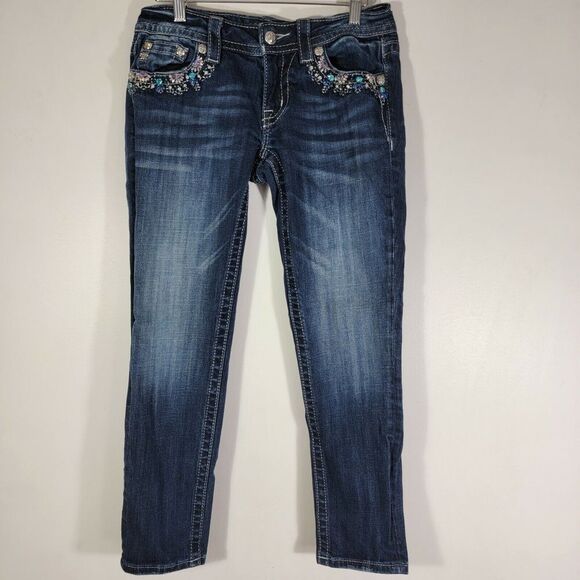 Miss Me Crop Skinny JP725OAK 27x27 Womens Jean Embellished Pockets FREE SHIPPING - Picture 2 of 8